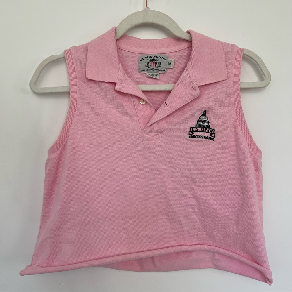 Pink Sleeveless Polo With U.S. Open Collection Design